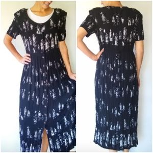 VINTAGE textured funky print button front dress